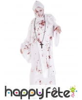 Robe Halloween Femme Tachée De Sang - Costume Cocktail Effrayant Avec Imprimé Citrouille Et Chauve-souris