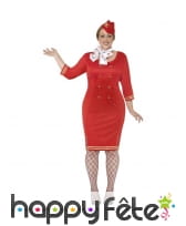 Déguisement hôtesse de l'air rouge, grande taille