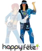 Déguisement homme hippie bleu