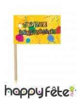 Drapeaux Joyeux anniversaire sur pic 7,5cm