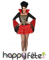 Déguisement jupette de vampire noir rouge or