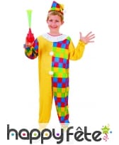 Déguisement jaune et multicolore de petit clown, image 3