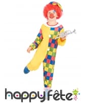 Déguisement jaune et multicolore de petit clown