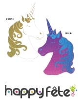 Déco Licorne en carton pailleté double face, 73cm