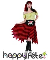 Déguisement ligné noir rouge de piratesse, image 3