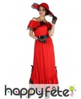 Déguisement longue robe rouge droite années 50, image 3