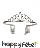 Diadème métallique argenté luxe, femme