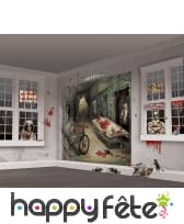 Décor mural couloir hopital sinistre d'Halloween