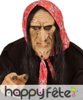 Demi masque de sorcière avec foulard rouge