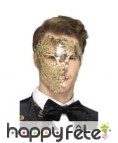 Demi-masque doré en filigrane fantôme de l'opéra