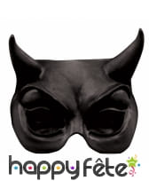 Demi-masque loup de diable noir en latex, image 1