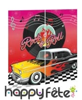 Décoration murale rock'n roll, voiture et disque