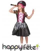 Déguisement noir blanc rose de petite piratesse, image 1