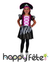 Déguisement noir blanc rose de petite piratesse, image 3