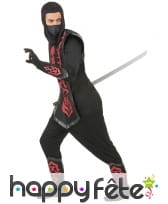 Déguisement noir de ninja avec motifs rouges, image 1
