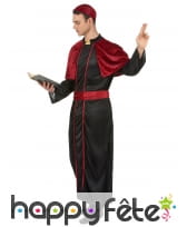 Déguisement noir de prêtre avec capeline rouge, image 1