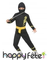 Déguisement noir et jaune de ninja pour garçon, image 1