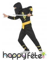 Déguisement noir et jaune de ninja pour garçon, image 2