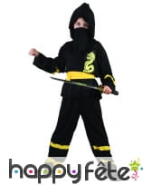 Déguisement noir et jaune de ninja pour garçon