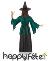 Déguisement noir et vert de sorcière robe dentelée, image 2