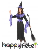 Déguisement noir et violet de sorcière pour adulte, image 2