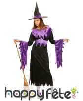 Déguisement noir et violet de sorcière pour adulte