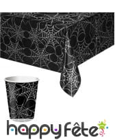 Décos noires imprimées toile pour table Halloween