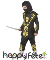Déguisement ninja noir et jaune motif tête de mort, image 2