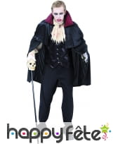 Déguisement noir satiné de vampire avec cape, image 3