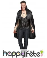 Déguisement noir satiné de vampire avec cape