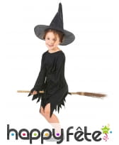 Déguisement noir uni de sorcière pour fillette, image 1