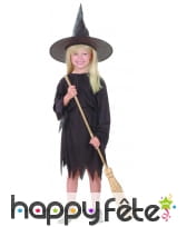 Déguisement noir uni de sorcière pour fillette, image 3