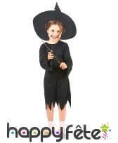 Déguisement noir uni de sorcière pour fillette