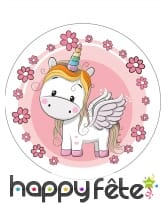 Disque petite licorne de 21 cm en azyme