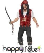 Déguisement pirate rouge noir