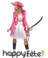 Déguisement robe blanche et rose baroque de pirate