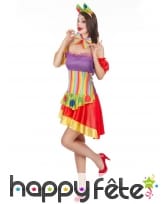 Déguisement robe colorée courte de clown, image 1