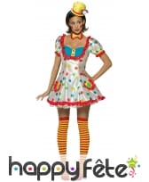 Déguisement robe courte à pois de clown femme