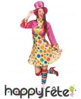 Déguisement robe courte de clown à pois colorés, image 1