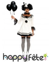 Déguisement robe courte de pierrot blanc