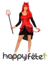 Déguisement robe courte noire rouge de diablesse