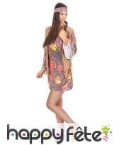 Déguisement robe courte petits motifs hippies, image 1