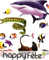 Décors repositionnables de 16 animaux marins