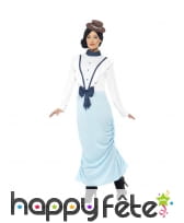 Déguisement robe d'aristocrate Victorienne bleue