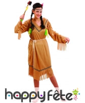 Déguisement robe d'indienne marron pour femme