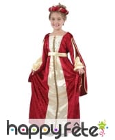 Déguisement robe de petite reine médiévale rouge