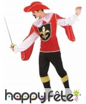 Déguisement rouge de mousquetaire pour adulte, image 1