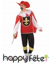 Déguisement rouge de mousquetaire pour adulte