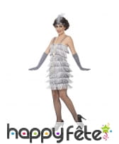 Déguisement robe flappers argentée à franges, image 1