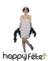 Déguisement robe flappers argentée à franges